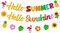 Hello Summer Hello Sunshine Banner for Summer Hawaiian Tropical Flamingo Pineapple Sunflower Beach Theme Holiday